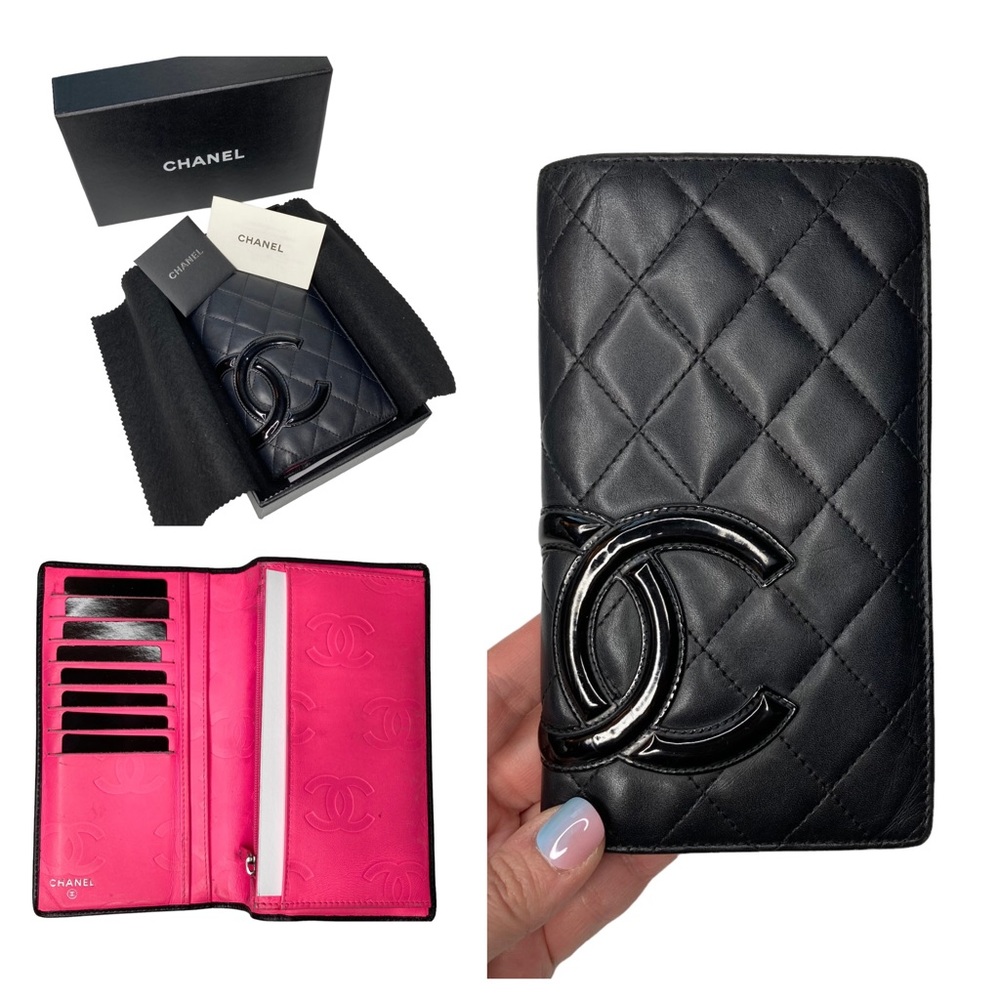 CHANEL Cambon Black Quilted Lambskin Leather Wallet